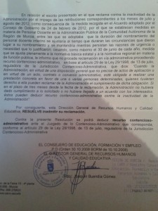 Contestación recurso de alzada